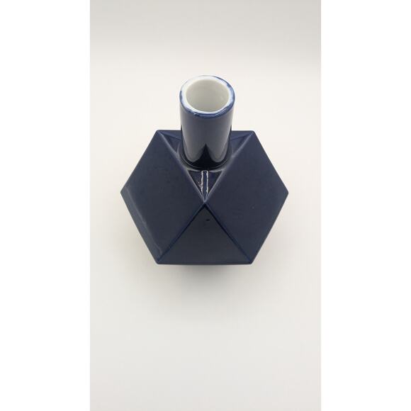 MCM Cobalt Blue Polygon Vase - 12 Sided - Excellent! - Picture 2 of 9